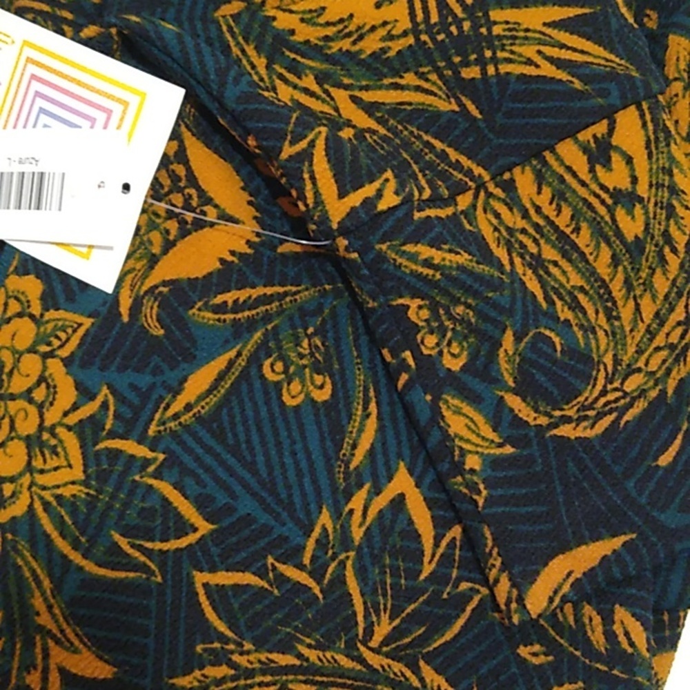 LuLaRoe Cassie Material Skirt Size L in Rust and Dark Green Career Stretch Comfy - Picture 4 of 9